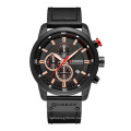 Curren 8291 Hot Sale Men Quartz Watch Chronograph Wristwatch Sports Military Leather Strap Waterproof